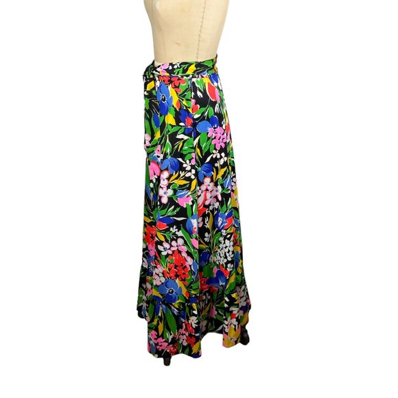 1960s 70s floral maxi peasant skirt with ruffled hem by Century of Boston Size M - Picture 4 of 7